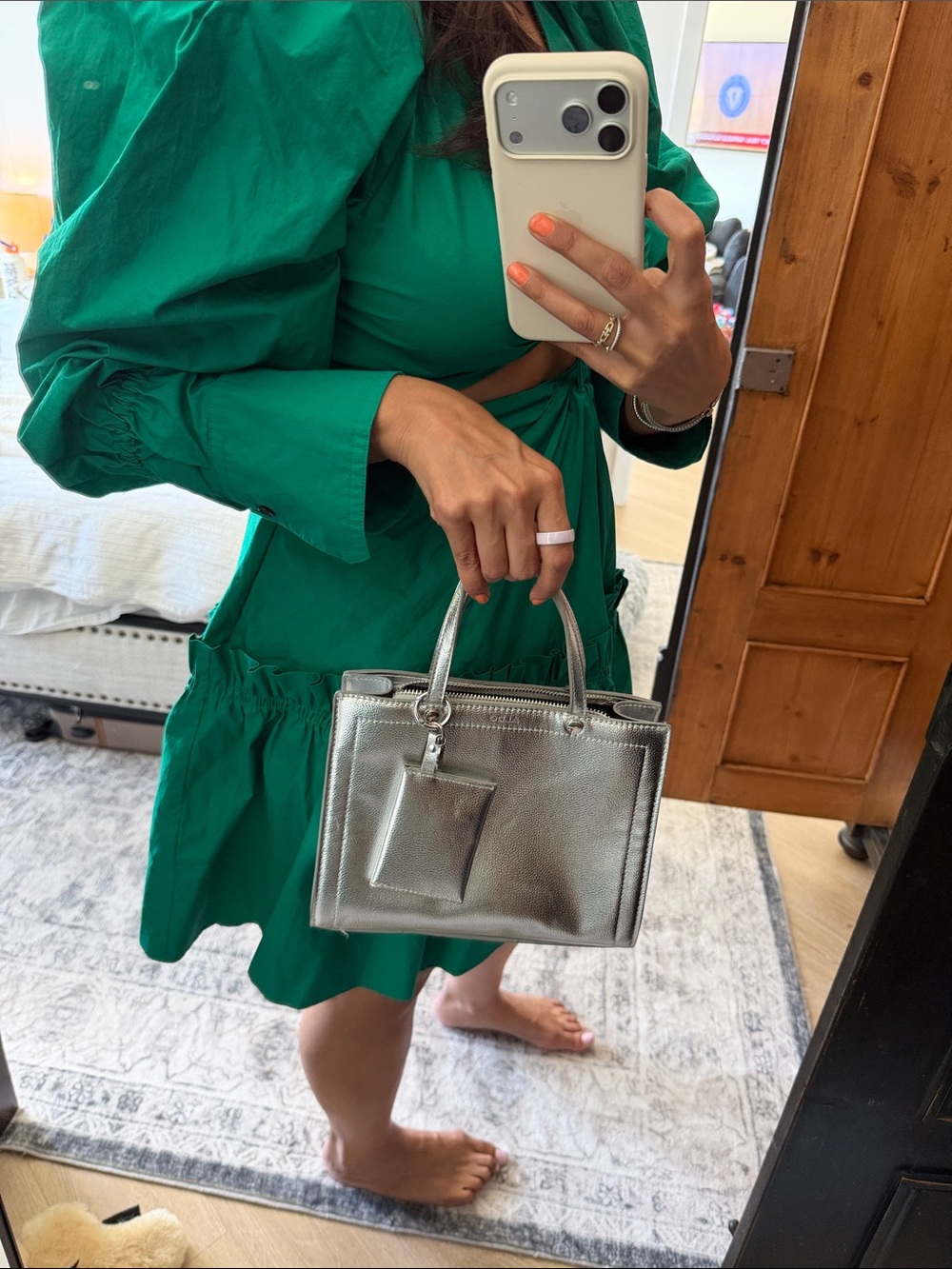 Aldo Metallic Silver Mini Tote Bag for Women